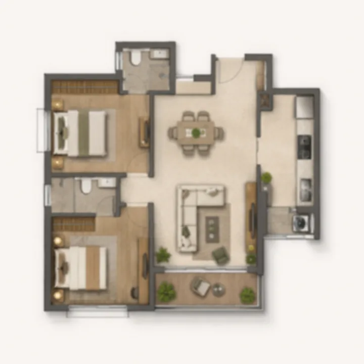Prestige Battersea 2 BHK floor plan layout Prestige Battersea 2 BHK floor plan layout